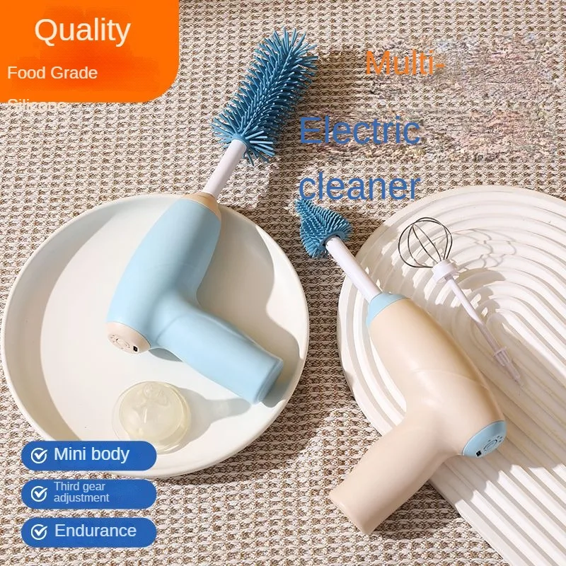 Multifunctional Electric Bottle Brush Silicone Portable Cleaner for Bottles Egg Beater & Complementary Feeding Machine