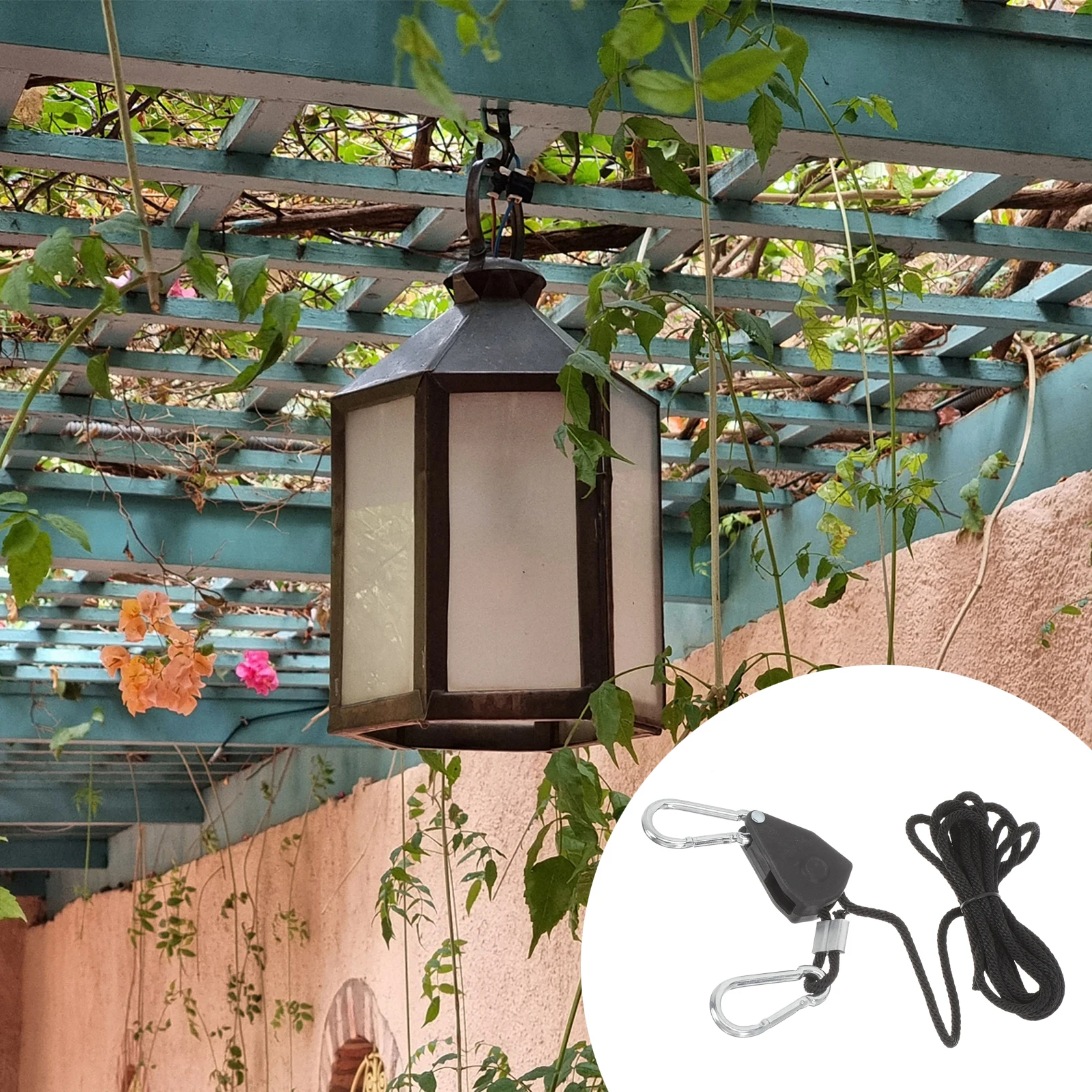 

2Pcs Plant Grow Light Hangers Adjustable Rope Pulley Locking Heavy Duty Metal Hooks Clips For Indoor Equipment