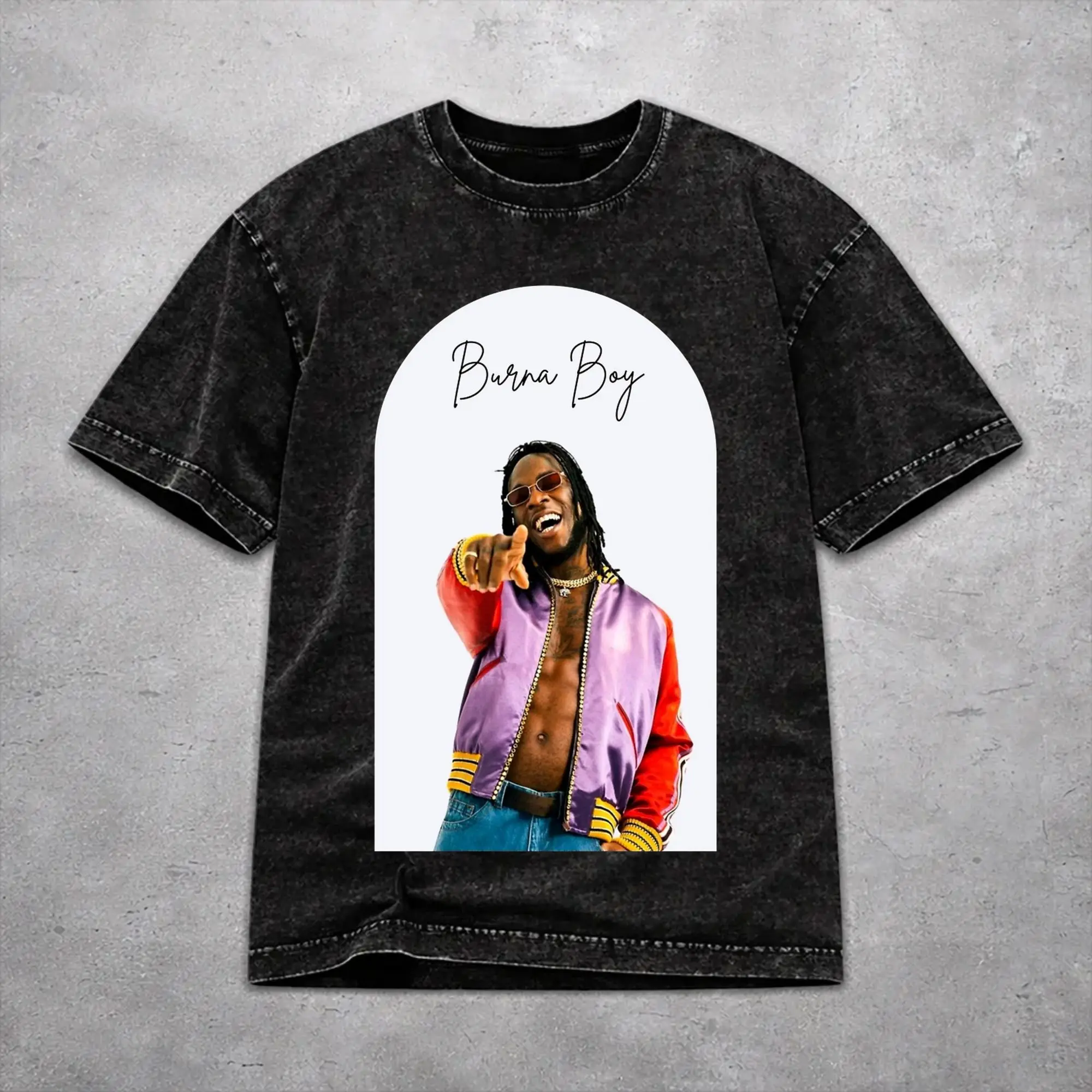 Harajuku Burna Boy Singer Merch T-Shirts for Men Women  Washed Cotton Tee Shirt Clothes