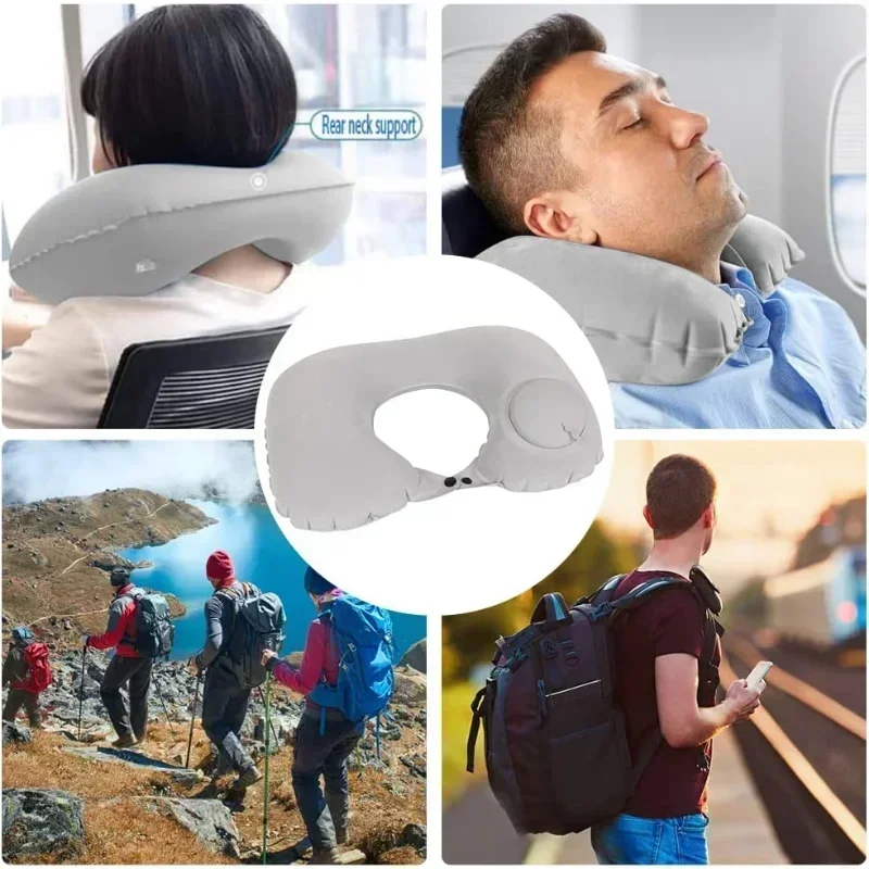 1pc Travel Pillows Airplanes Inflatable Super Light Portable Neck Pillow U-Shape Automatic Inflatable Cervical Vertebr Pillow