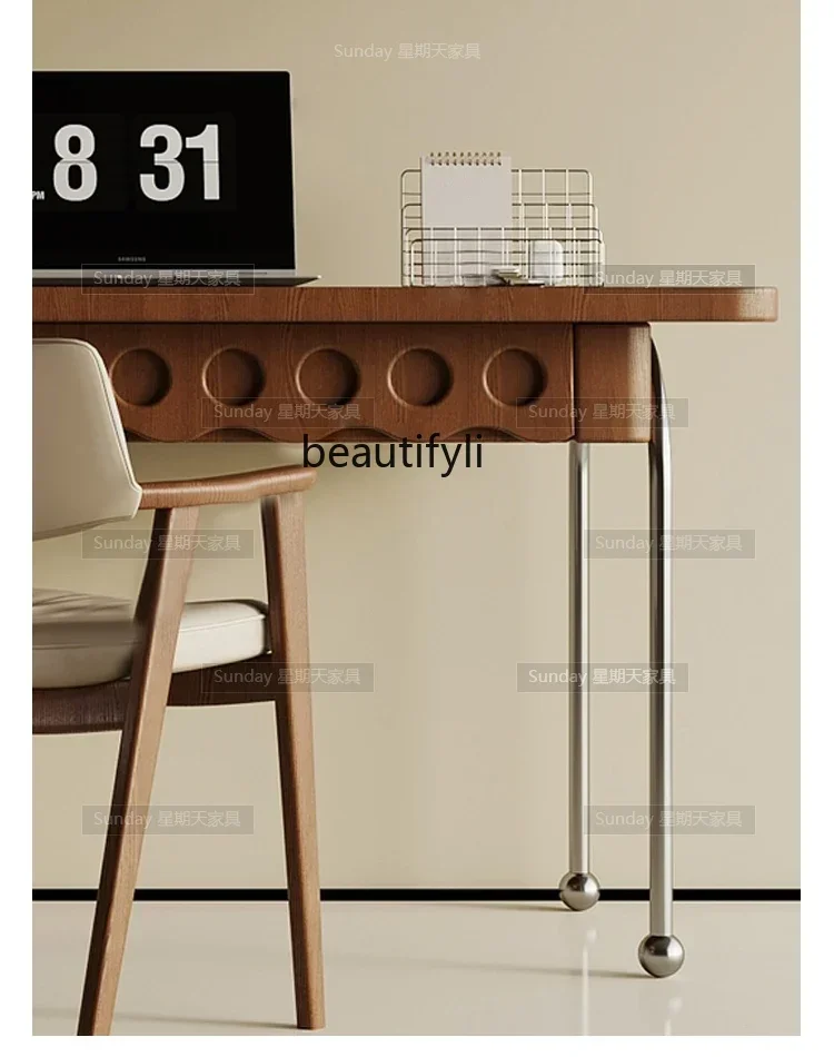 Modern personalized desk living room against the wall antique metal leg writing table