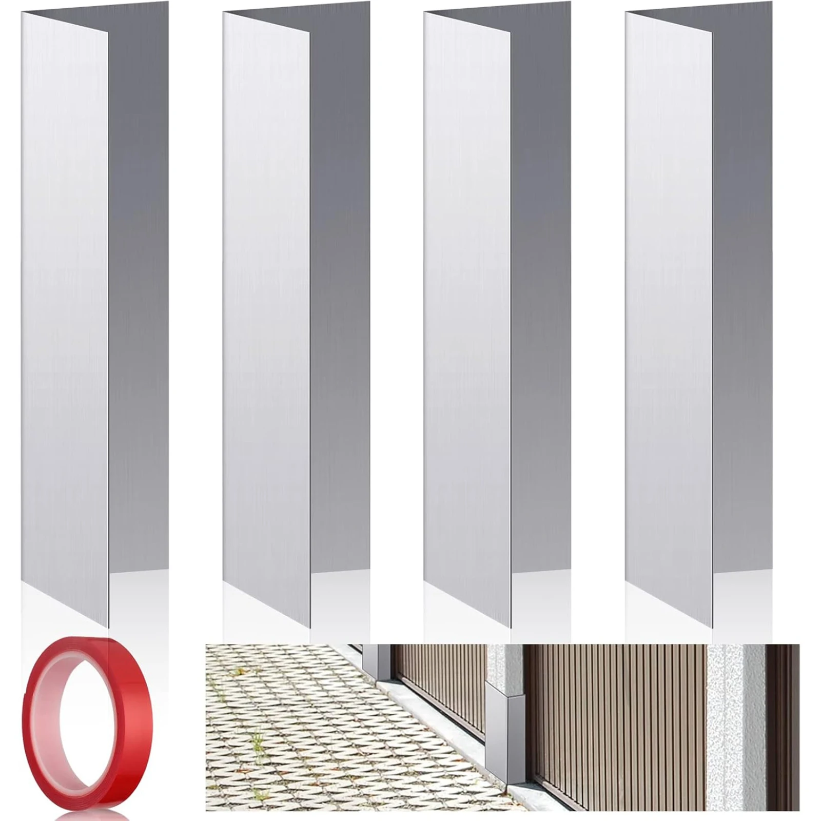 4 Pieces Door Frame Seal with Tape Rustproof Aluminum Airflow Blocker Garage Door Seal Windproof Hardware Waterproof