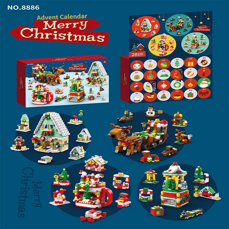 

New Christmas 24 Countdown Surprise Gift Set Toy Small Particle Christmas Building Assembling Model Toys As Christmas Gifts