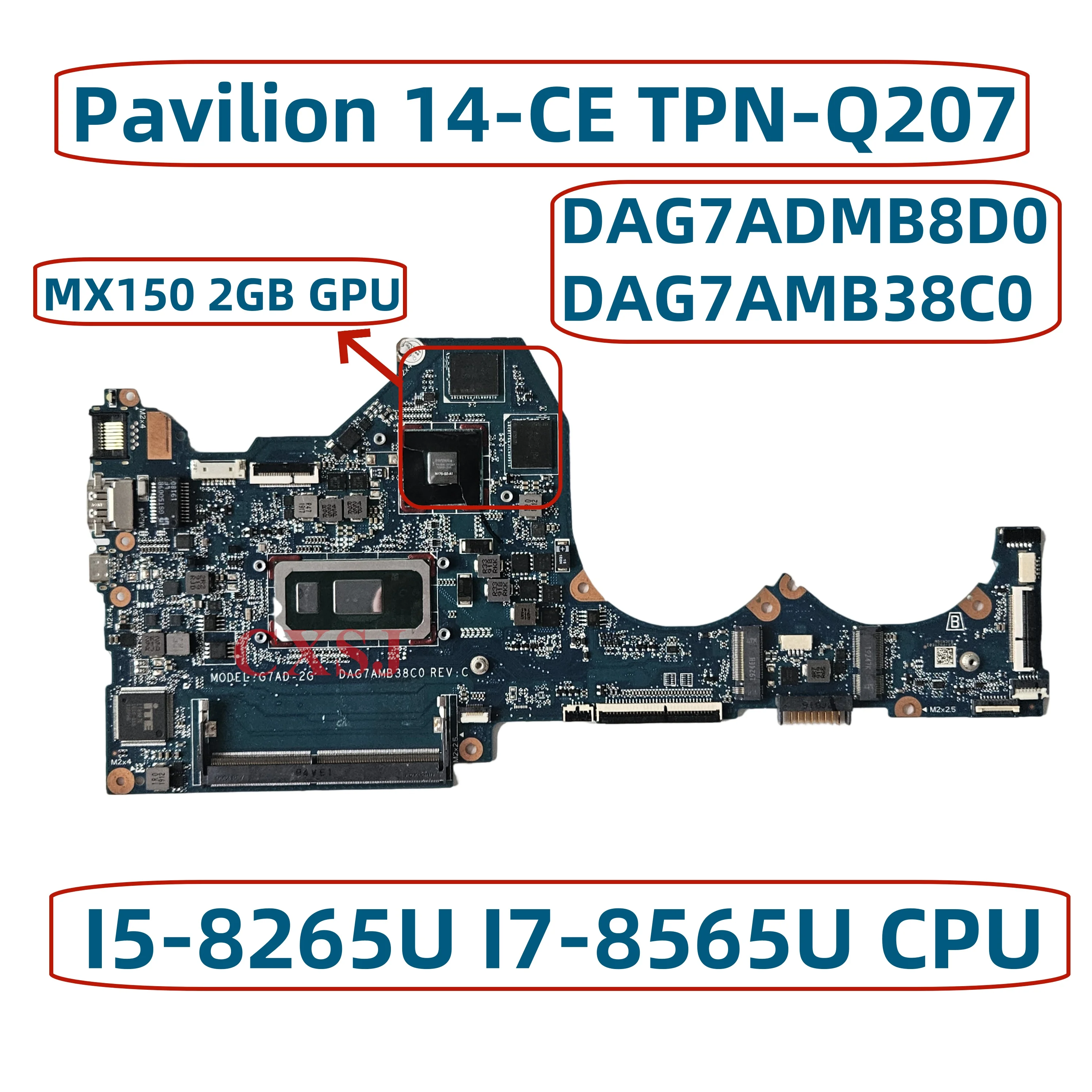 DAG7ADMB8D0 G7AD-2G DAG7AMB38C0สำหรับ HP 14-CE เมนบอร์ดแล็ปท็อป TPN-Q207มี I7-8565U I5-8265U L51761-001เมนบอร์ด L51761-601เมนบอร์ด