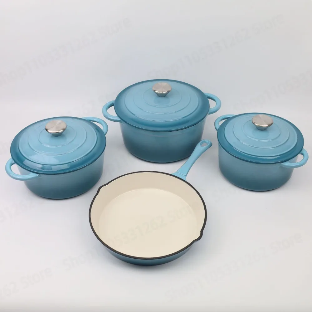 Classic Color Enamel Pot 4-piece Set Does Not Pick The Stove Induction Cooker Gas Universal