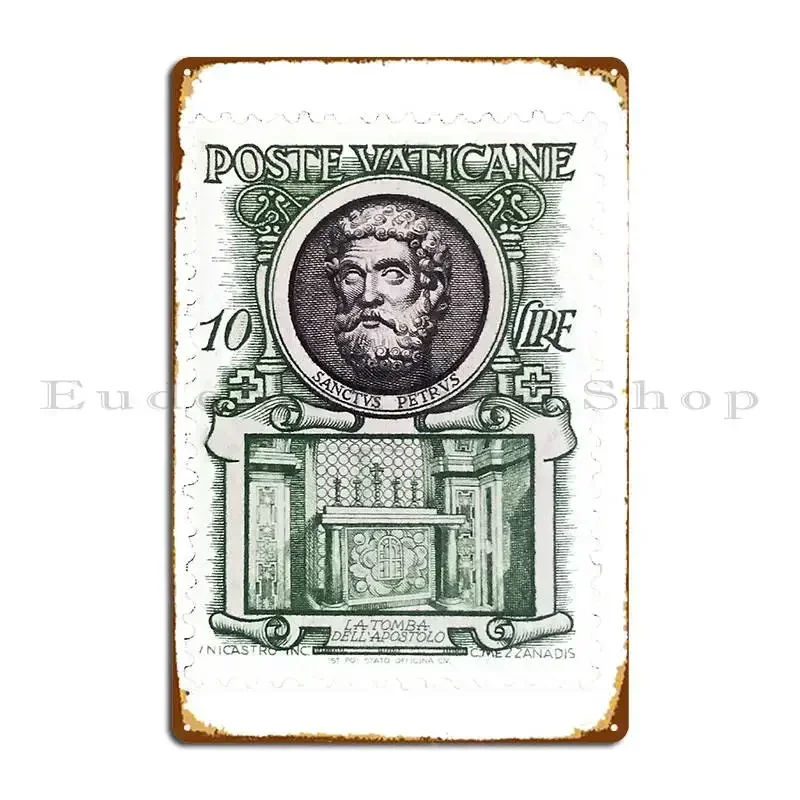 Italy Poste Vaticane Vintage Postage Stamp Metal Plaque Poster Designer Painting Kitchen Bar Cinema Tin Sign Poster