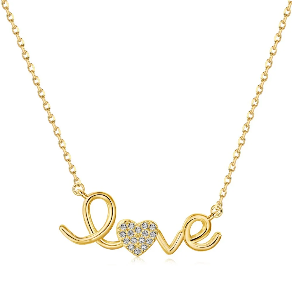 XUYUANFEN Live Stock S925 Sterling Silver Necklace Women's Instagram Style Elegance English Letter Pendant Zircon Neckpiece