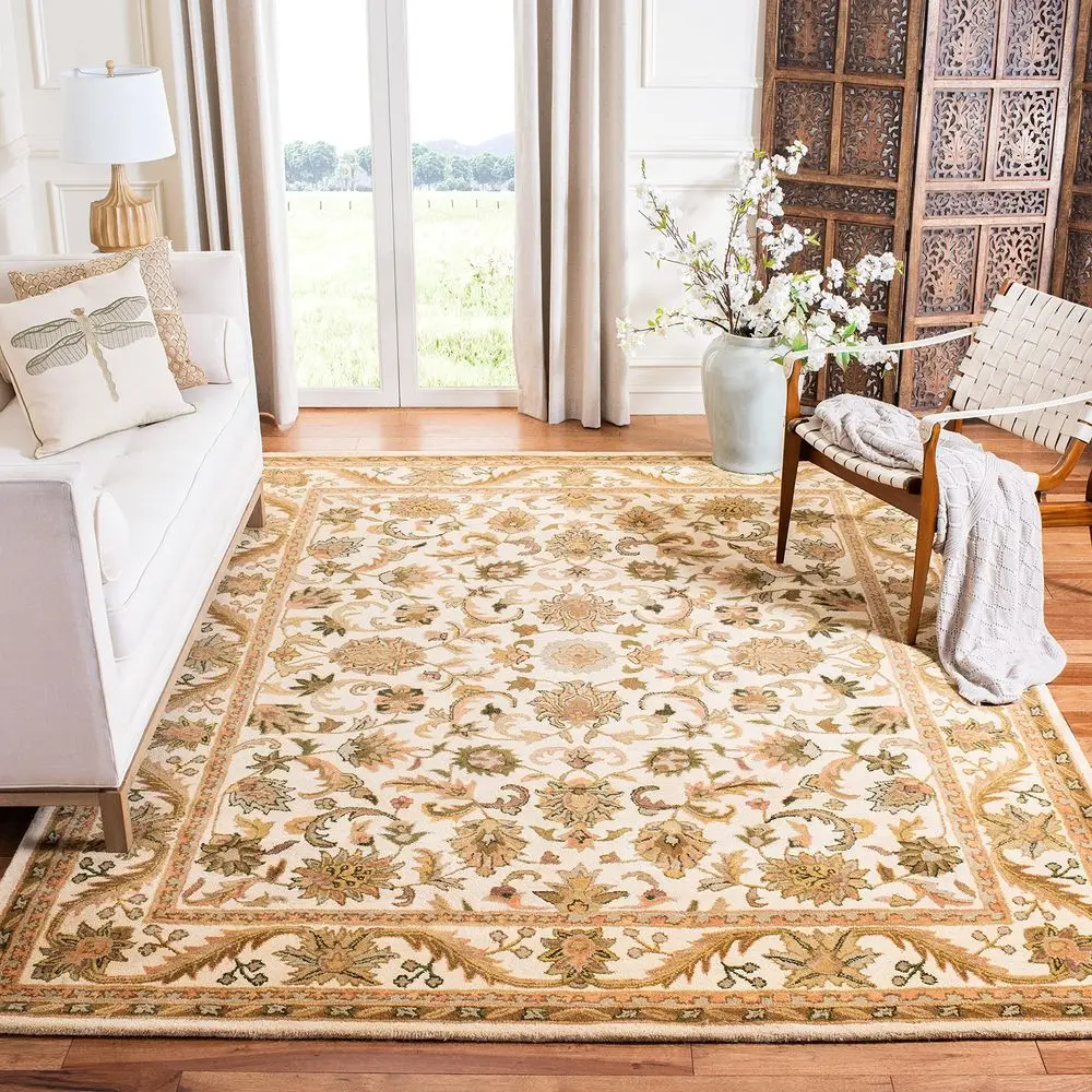 

Antiquity Collection Area Rug 96 x 136, Gold, Handmade Traditional Oriental Wool, Ideal for High Traffic Areas in Living Room,