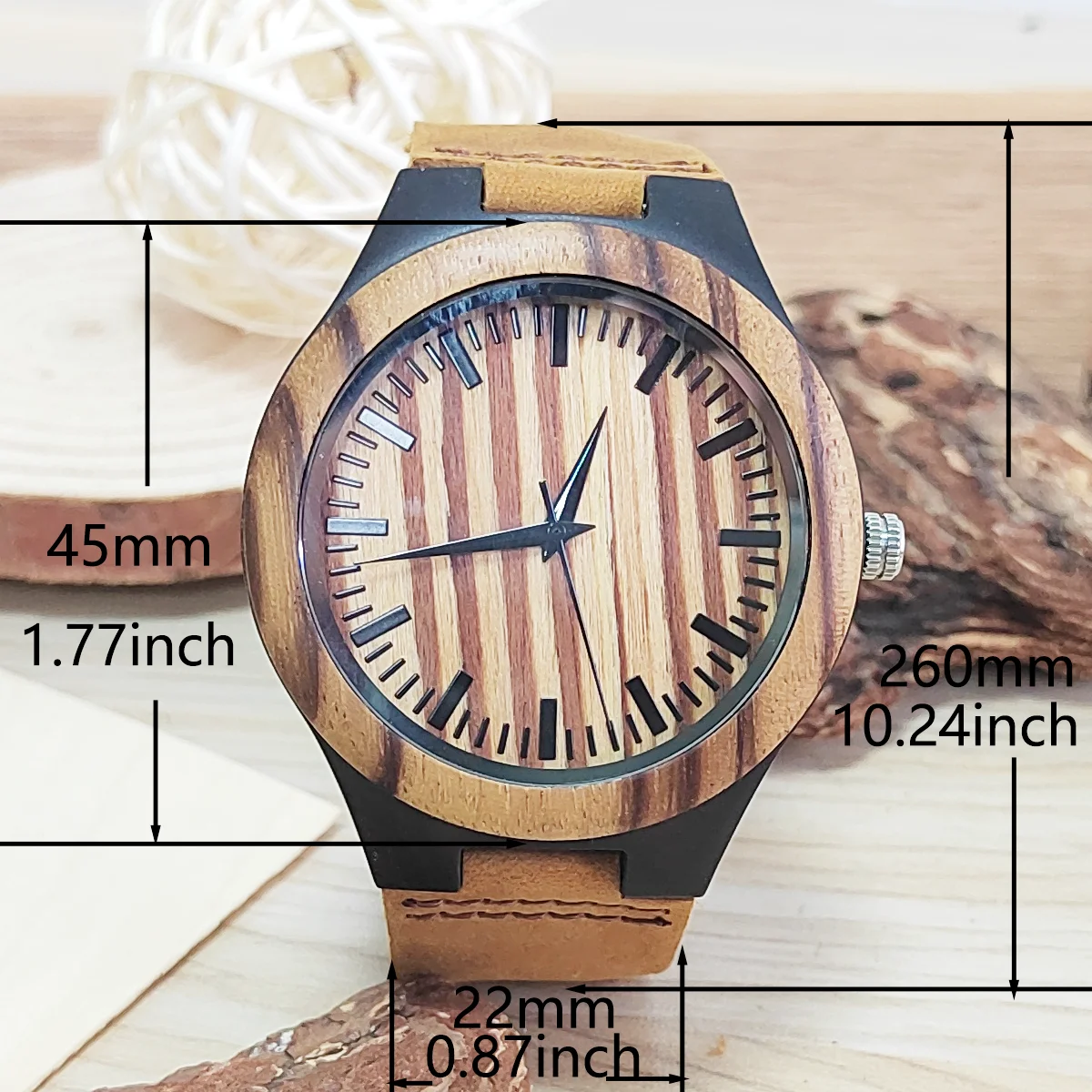 Trendy Coffee Brown Dial Wood Ladies Quartz Wristwatches Genuine Leather Watchband Natural Style Wooden Women\'s Wrist Watch