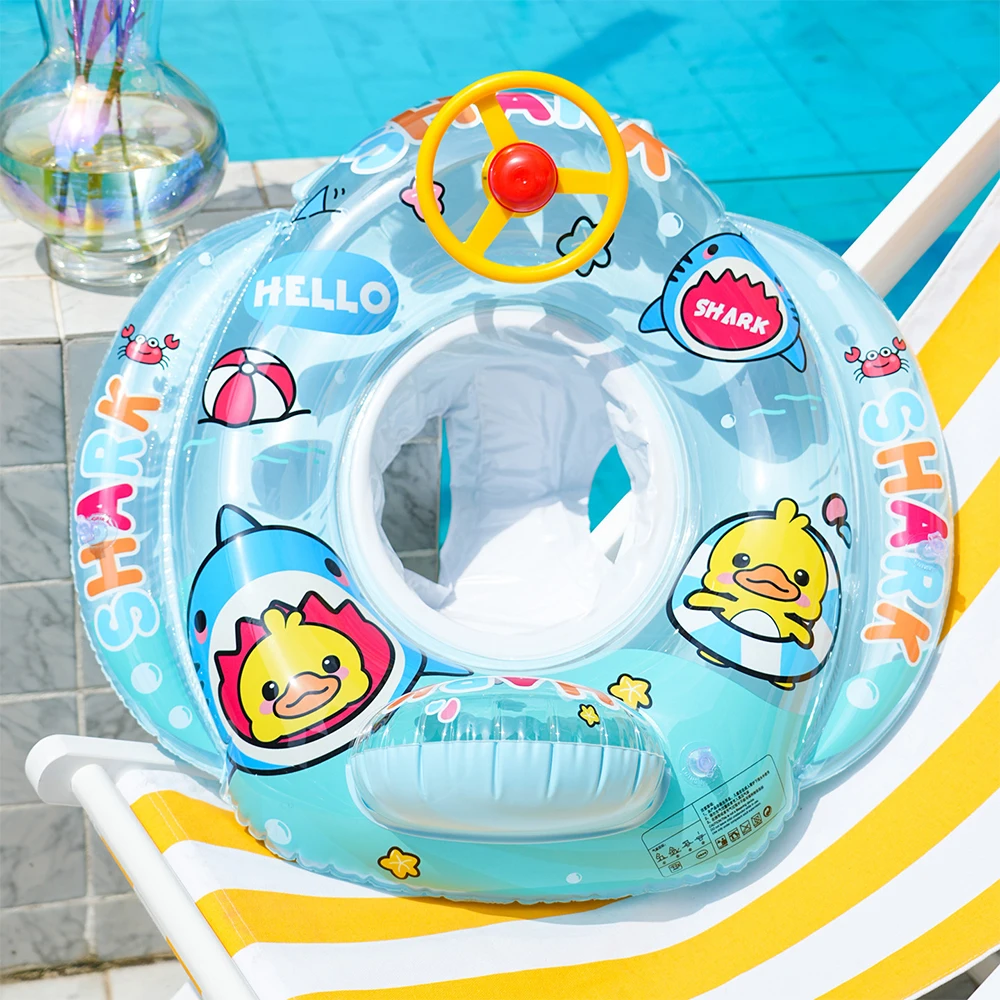 

1Pcs Inflatable Pool Float Swim Rings ﻿Steering With Wheel Thicken Swim Pool Float Tube Summer Beach Water Pool Floating Toys