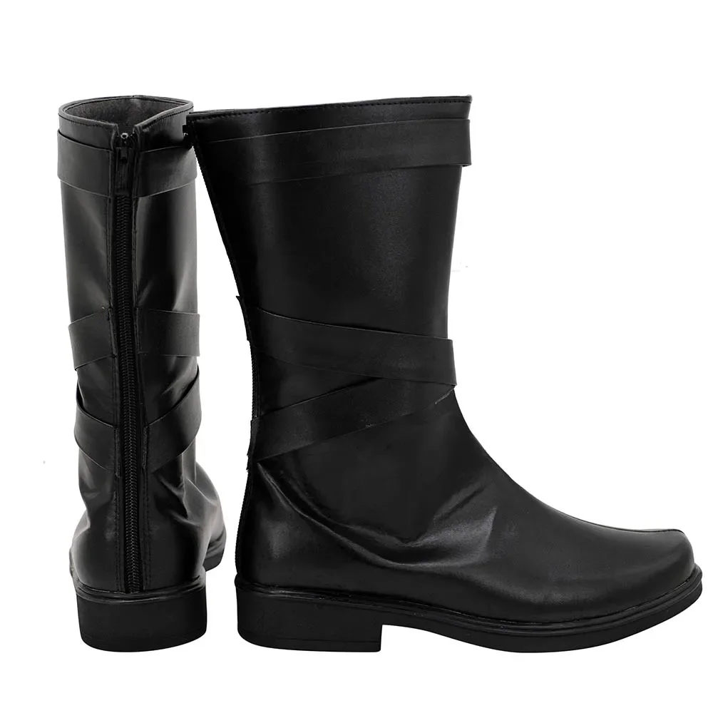 Botas de Cosplay de Omen, zapatos de cuero negro hechos a medida para Halloween