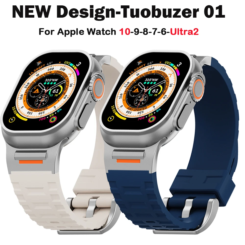 NEW design Sport Strap For Apple Watch 10 46MM 45mm 41mm 45mm Ultra2 49MM Titanium Silicone band iWatch 9 8 7 SE 6 4 5 44mm 42mm