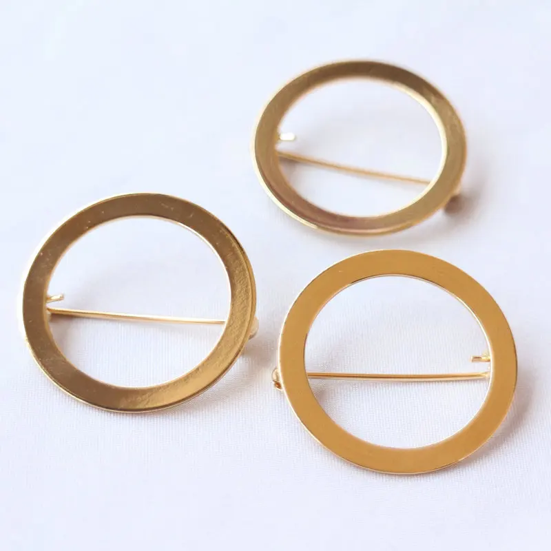 1Pc/lot 14K Gold Round Brooch Pins Base 31/40/45mm Safety Brooch Safety Lock Pins Holder For Jewelry Making Diy Brooch Findings