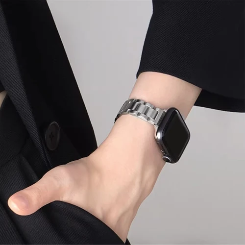 Imagen 2 del producto Correa de mujer para Apple Watch Ultra 6 7 8 Band SE 49mm 44mm 40mm 41mm pulsera delgada de acero inoxidable para iWatch 3 42mm 38mm