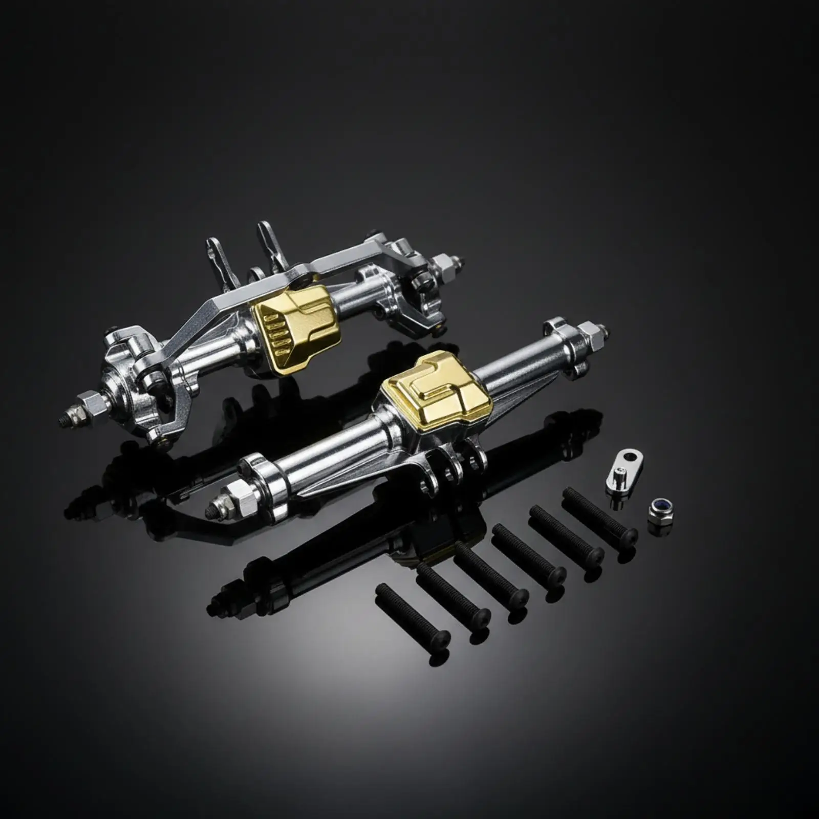 2 Pieces 1:18 TRX4M Metal Axle Upgrade Easy to Install Metal Front and Rear Axle Housing with Differential Cover Durable Sturdy