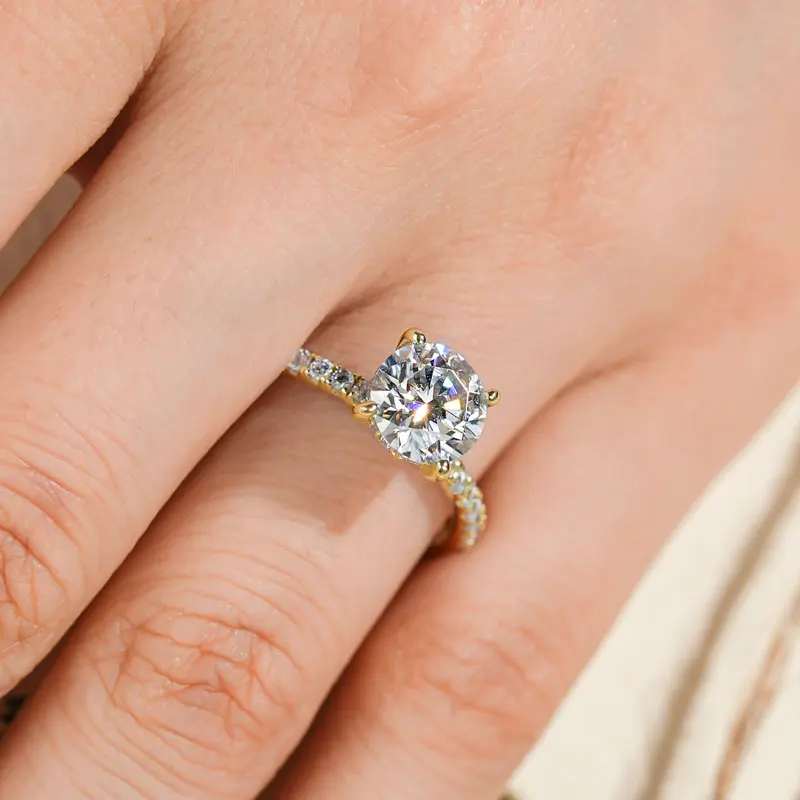 RAPRGOLD D Color Moissanite Wedding Ring for Women 925 Sterling Silver GRA Certified Engagement Rings Eternity Band Jewelry Gift