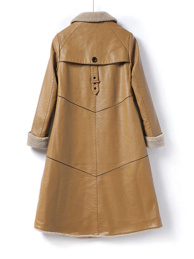 piumino da donna in pelle di pecora di fascia alta con colletto in lana stile lungo 2025 nuovo soprabito in vera pelle di piuma d'anatra bianca