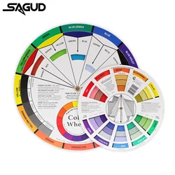 SAGUD 2 Styles Color Wheel Professional 360° Rotating Paper Card Pigment Mini Tool for Nail Tattoo Pigment 24 Color Palette