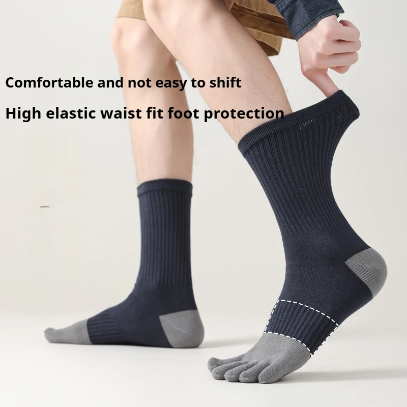 

Men's Five-toe Sports Socks with Color Block Design | Business Casual Antibacterial Mid-tube Socks Split-toe Sports Socks Fort