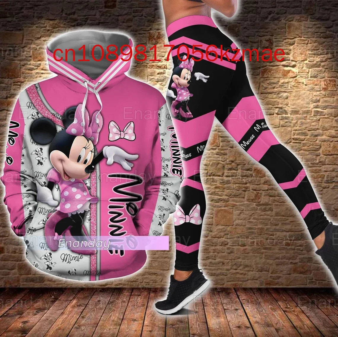 Minnie Mouse Hoodie Women\'s Hoodie Set Mickey Yoga Pants Sweatpants Women\'s Disney Yoga Hoodie Leggings Fashion Tracksuit