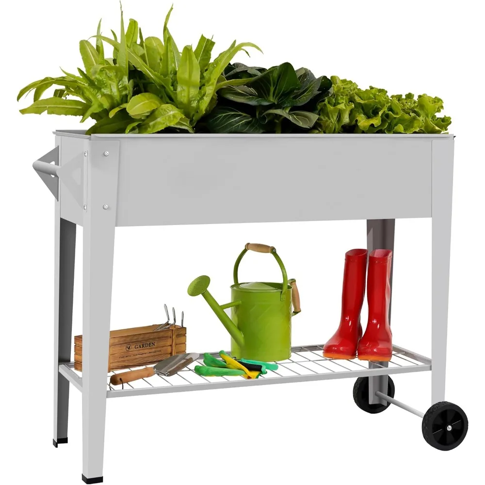 

Raised Garden Bed with Wheels Outdoor Planter Box for Vegetables Flowers Tomato Patio Backyard