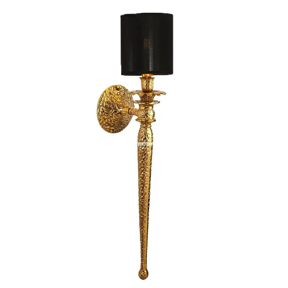 French retro all-copper wall lamp villa living room bedroom bedside corridor aisle study LED wall lamp