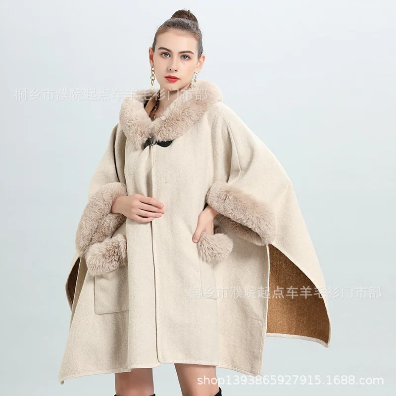 

Hot Autumn and Winter New Loose Hooded Collar Pocket Cardigan Oversize Coat