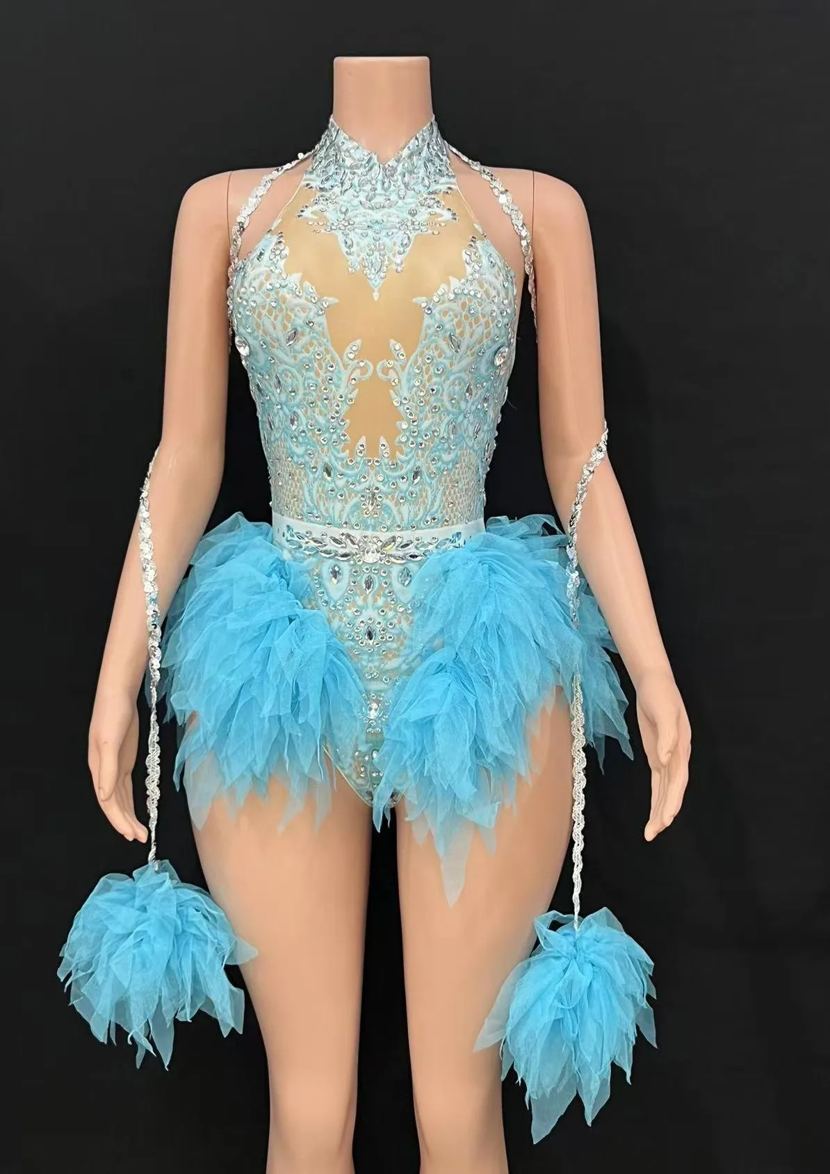

Diamond slim-fit jumpsuit dance team singers ds red pink yellow group exotic performance costumes