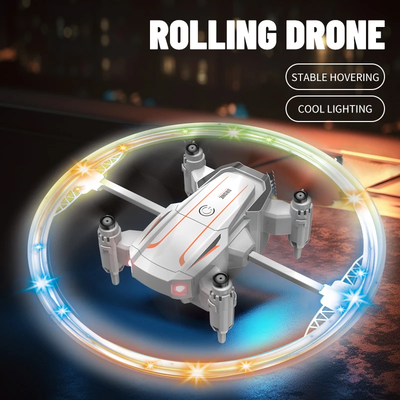 Cool Led Drone 360Degree Roll Colorful Luminous Ball Stunt Tumbling Quadcopter Toy Children\'s Mini Remote Control Flying Toy