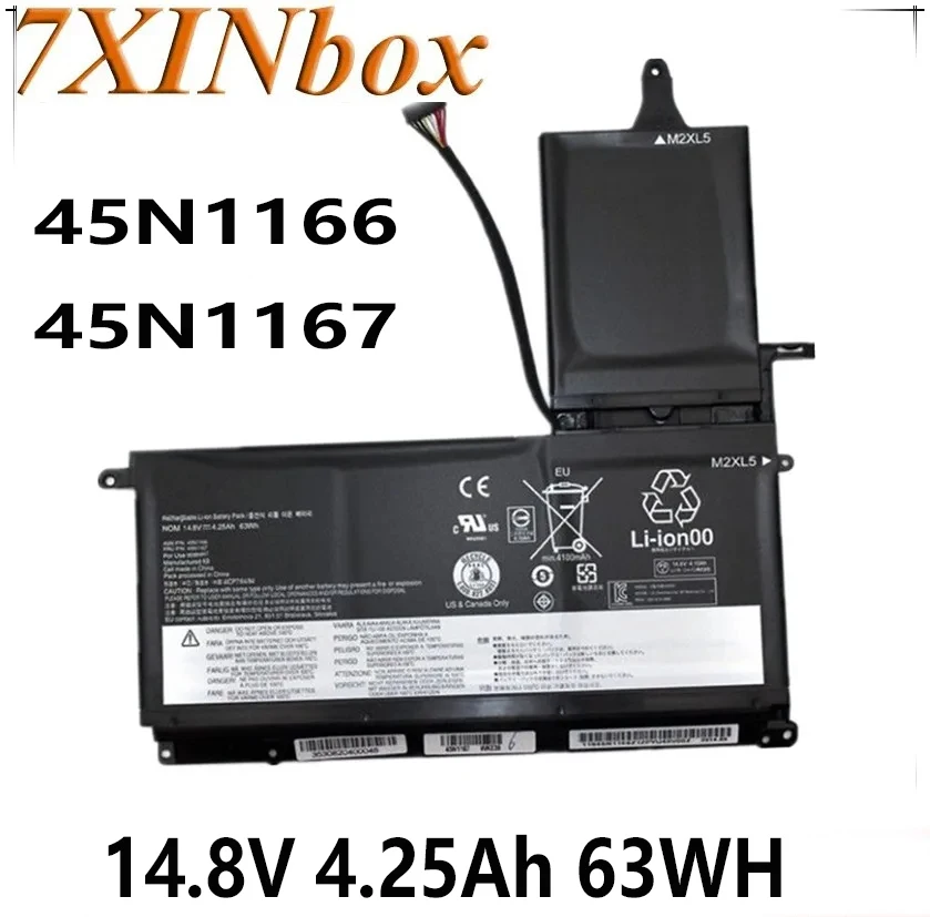 7XINbox 14.8V 4.25Ah 63WH Original 45N1166 45N1167 Laptop Battery For Lenovo ThinkPad S5 S531 S5-S531