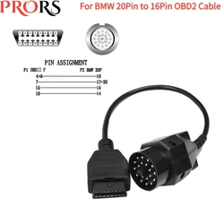 NEW OBD2 for BMW 20Pin To OBD2 16 PIN Female Connector 36 E39 X5 Z3 for BMW 20PIN  Adapter Cable Extension Cable OBDII Adapter