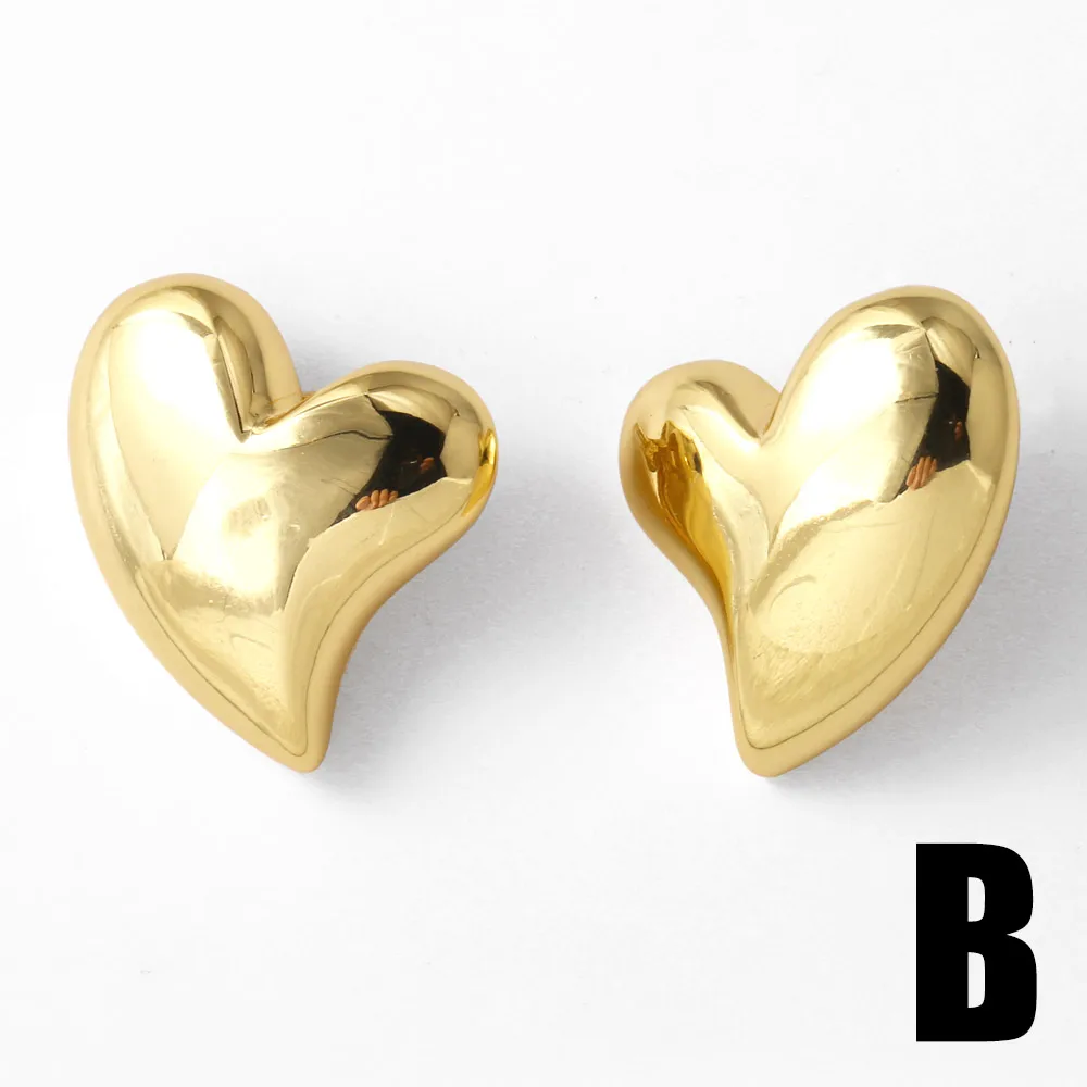 FLOLA Dainty Heart Stud Earrings for Women Copper CZ Crystal Heart Ear Studs Gold Plated Jewelry Gifts ersa336