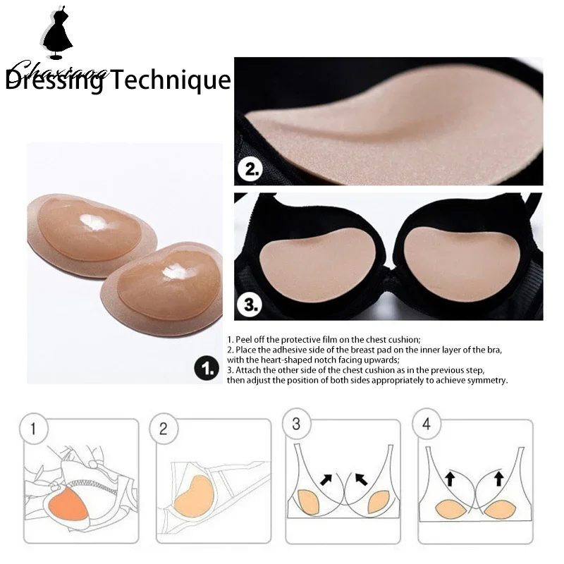 Patch de poitrine invisible auto-adhésif, coussinets épais push-up pour soutien-gorge, coussretours de poitrine invisible pour soutien-gorge, coussretours en éponge ultra optique pour sous-vêtements