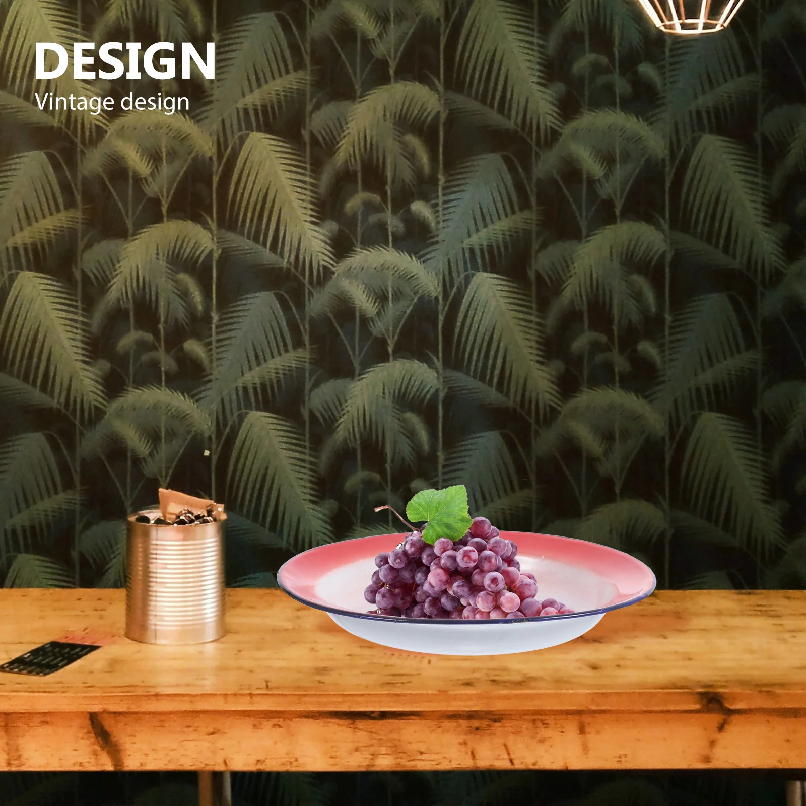 

3Pcs Vintage Style Enamel Plates Red Flower Pattern Chinese Snack Dessert Fruit Serving Plates Enamelware Plate