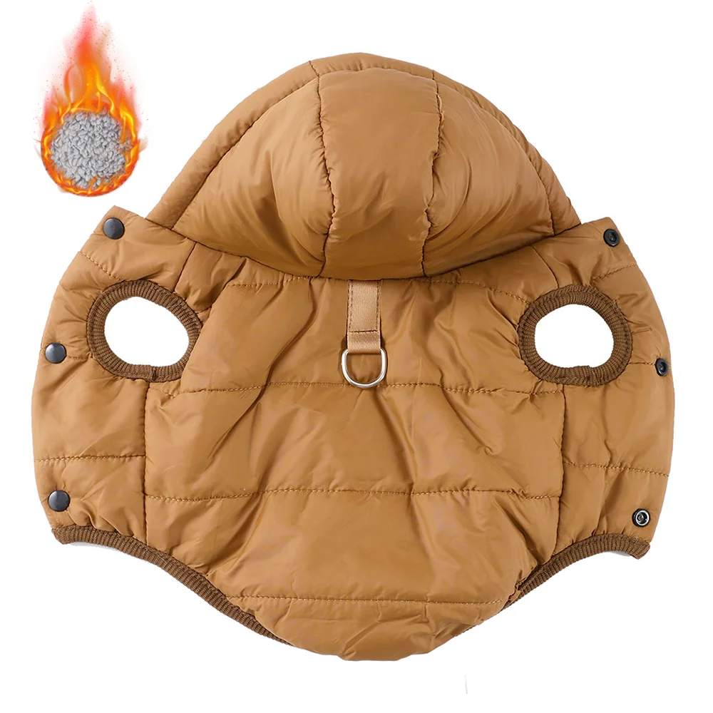 Warme Fleece-Haustier-Kapuzenpullover mit D-Ring, wasserdichte Hundejacke für den Winter, winddichter Haustiermantel für kleine und mittelgroße Hunde, Mops-Bulldoggen-Parka