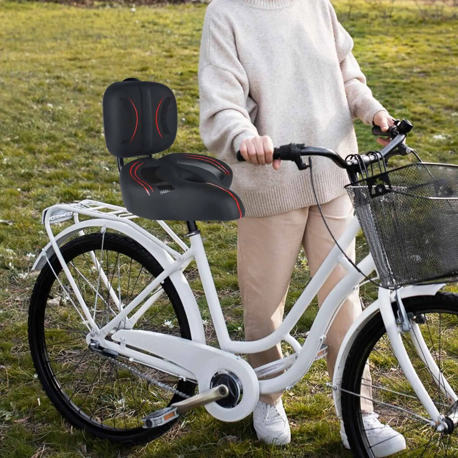 Fahrradsitz mit Verstellbarer Rückenlehne Breiter Wasserdichter Leder-Latex-Material Reißfester Robuster Langlebiger Komfortabler Beifahrersitz – Detail 6