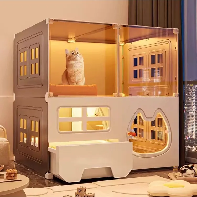 Cat Villa Cabinet Cage Household Indoor Nest Toilet Integrated One Room One Living Room One Bathroom Shelf Cat Villa