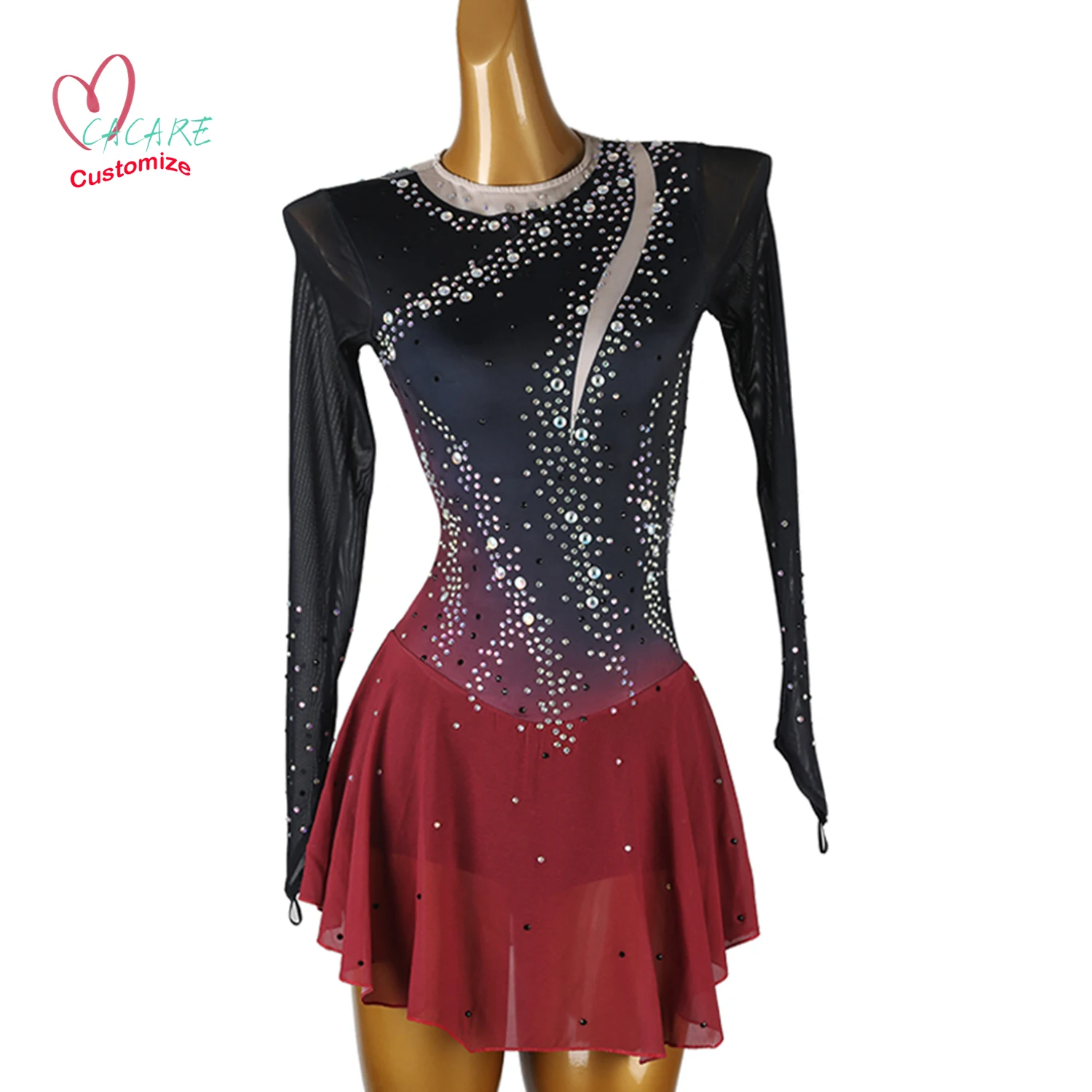 Beeldje Schaatser Jurk voor Kunstschaatsen Latin Dans Jurk Vrouwen Danskleding Toneelkostuum Kleding Prestatiekleding Stadium 018