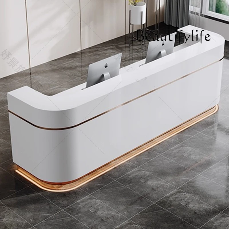 

Long Organizers Reception Desks Shop Luxury Beauty Shelves Modern Reception Desks Aesthetic Company Bureau Trendy Furniture
