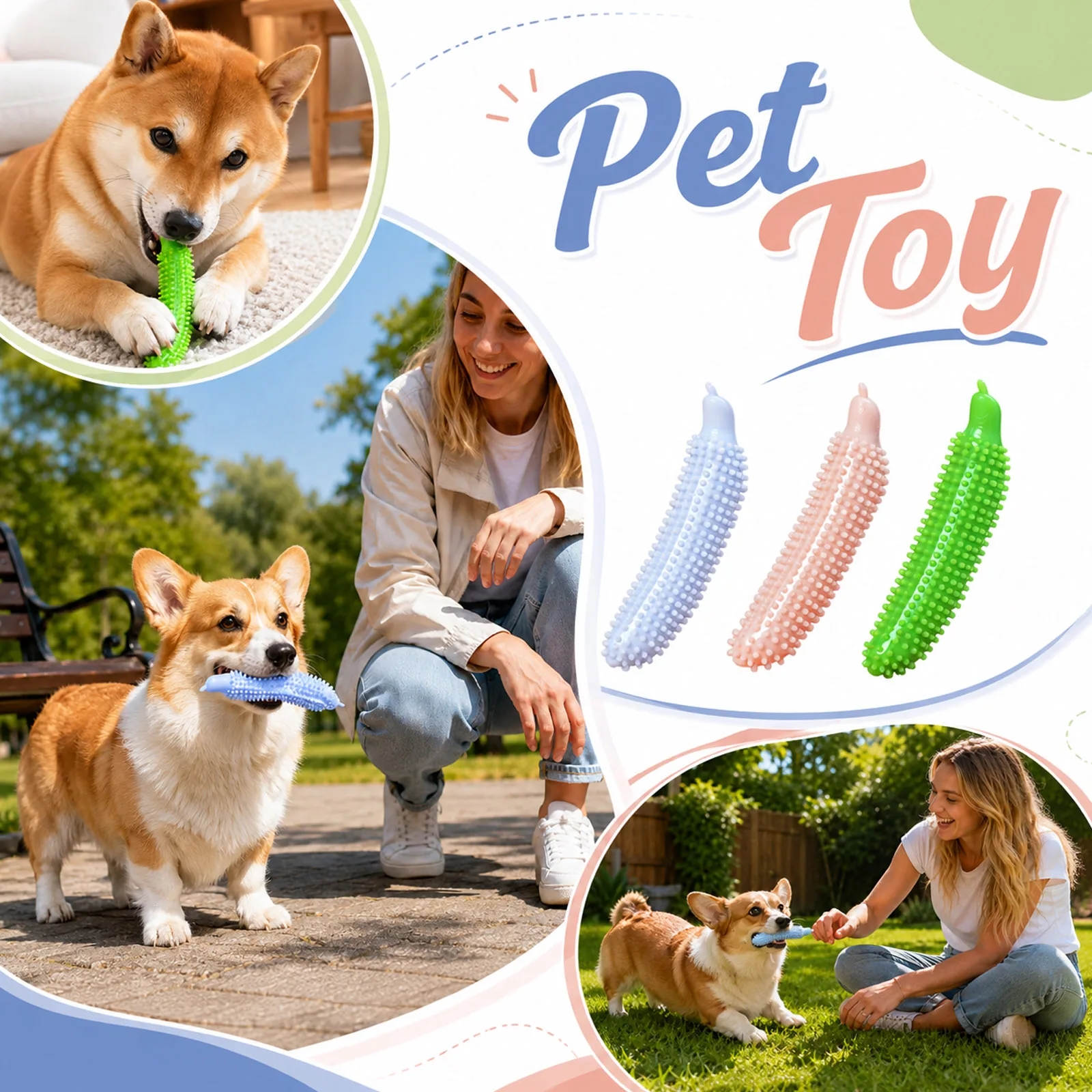 Pet Toys Cucumber Shape Durable Chew Toy Dogs Chew Stick Interactive Pet Dog Toy for Training and Entertainment