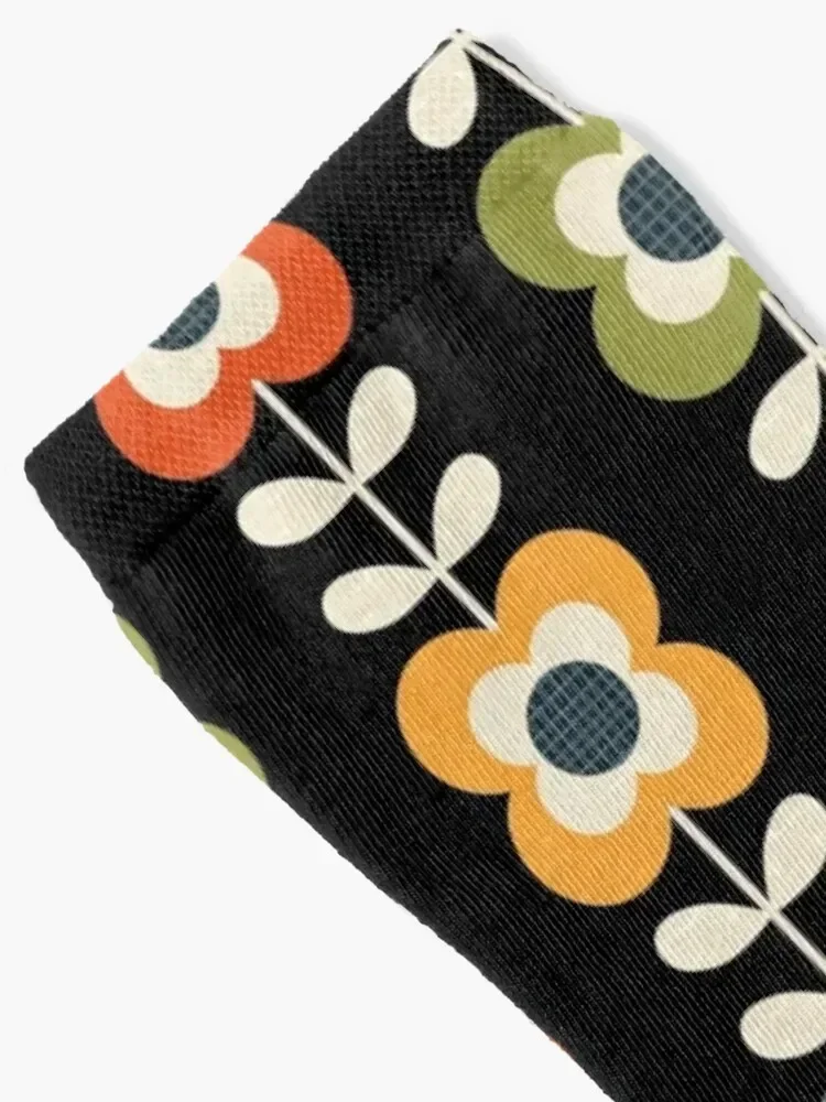 Mod Flowers in Retro Colors on Charcoal Socks New year's kids Male Socks Women's