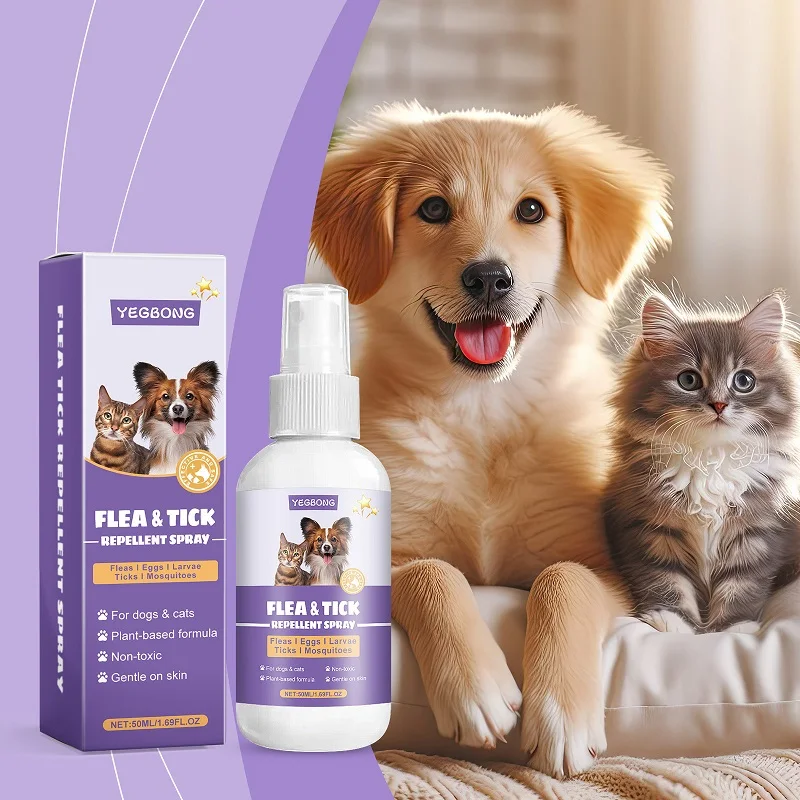 Pet Flea Tick Mites Repellent Shooting Spray with Natural Ingredients Essential Oils for Dogs and Cats External Insect Remover
