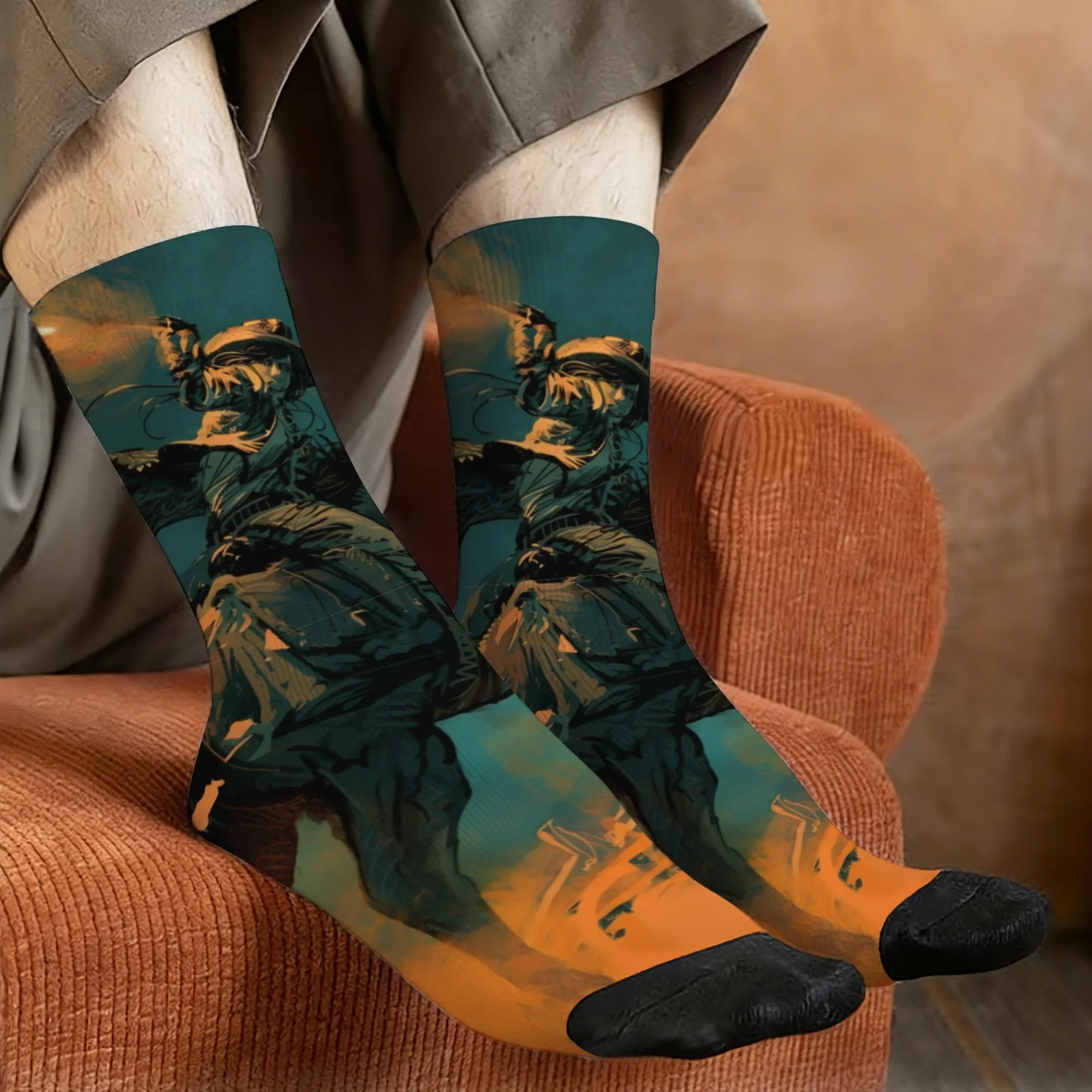 

Harajuku Western Retro Wilderness Cowboy Print Crazy Party Fun Gift Comfortable Breathable Non-slip Casual Socks