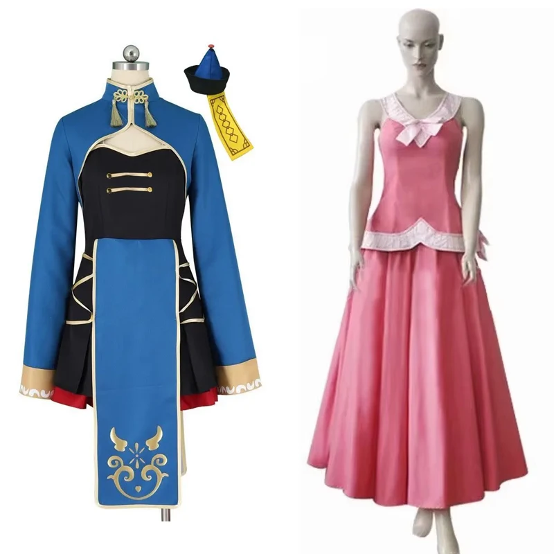 

Anime Mirajane Strauss Lucy Heartfilia Cosplay Little zombie Costume Women Men Pink Party Dress Full Set