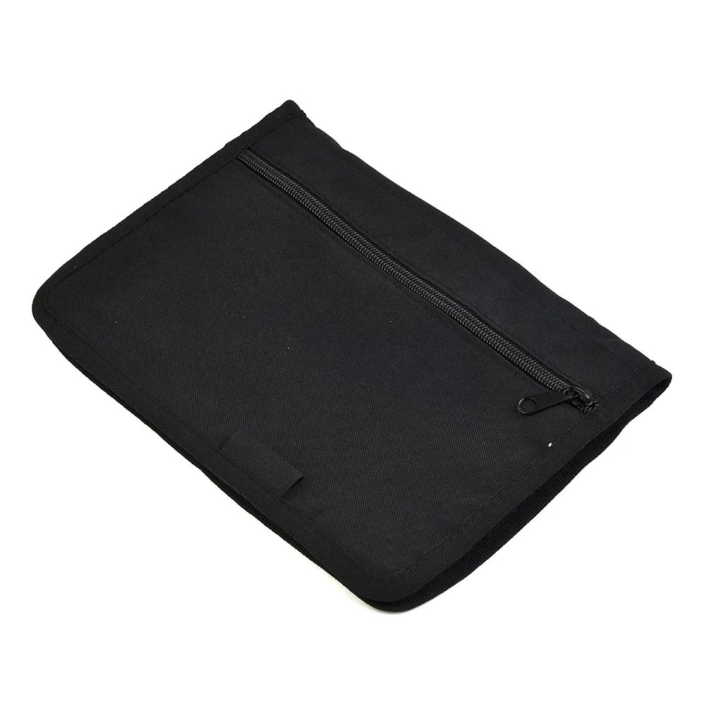 1pc Black Car Glove Box Storage Organizer Manuals Documents File Storage Bag Oxford Cloth Multi Pockets Receipts Cards Holder