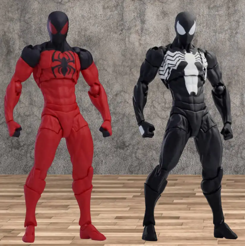 

2025 Black Red Spider Man Mess Toys Black Suit Symbiotic Spider-Man Black Venom Suit Articulated Action Figure Collectible Gift