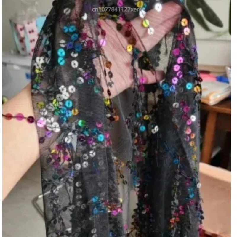 Traje de danza del vientre, bufanda triangular con borlas de lentejuelas, práctica de rendimiento, cadena de cintura, bufanda de cintura, cadena de cintura para danza del vientre para mujer