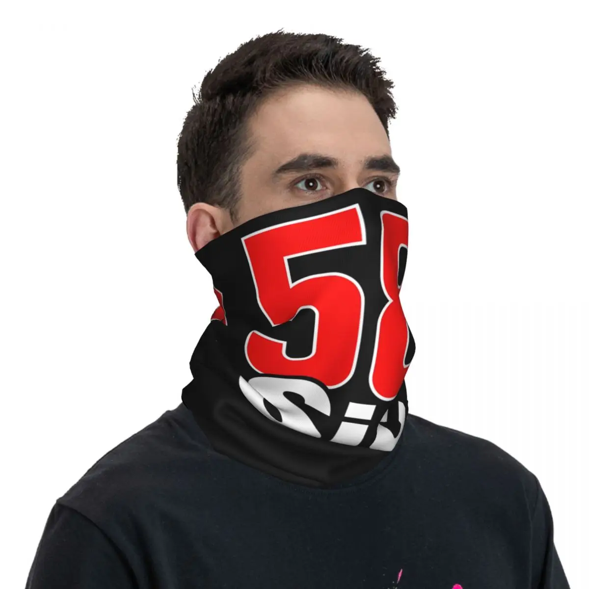 Marco Simoncelli Motocross Bandana Neck Cover Printed Moto GP Wrap Scarf Multi-use Balaclava Cycling Unisex Adult All Season