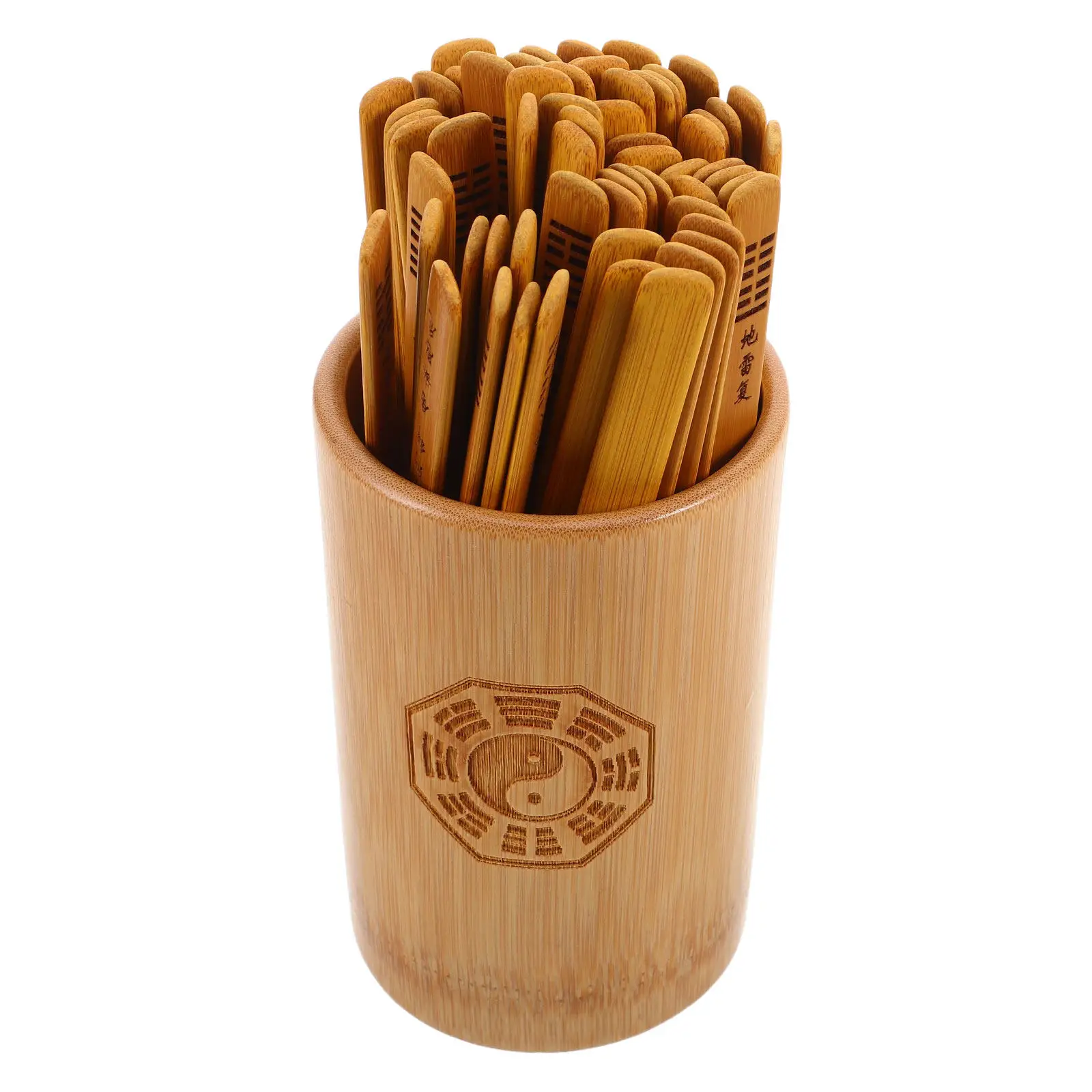 1Set Chinese Divination Kit Bamboo Fortune Sticks Bucket Traditional I Ching Divination Tools Meditation Spiritual Rituals