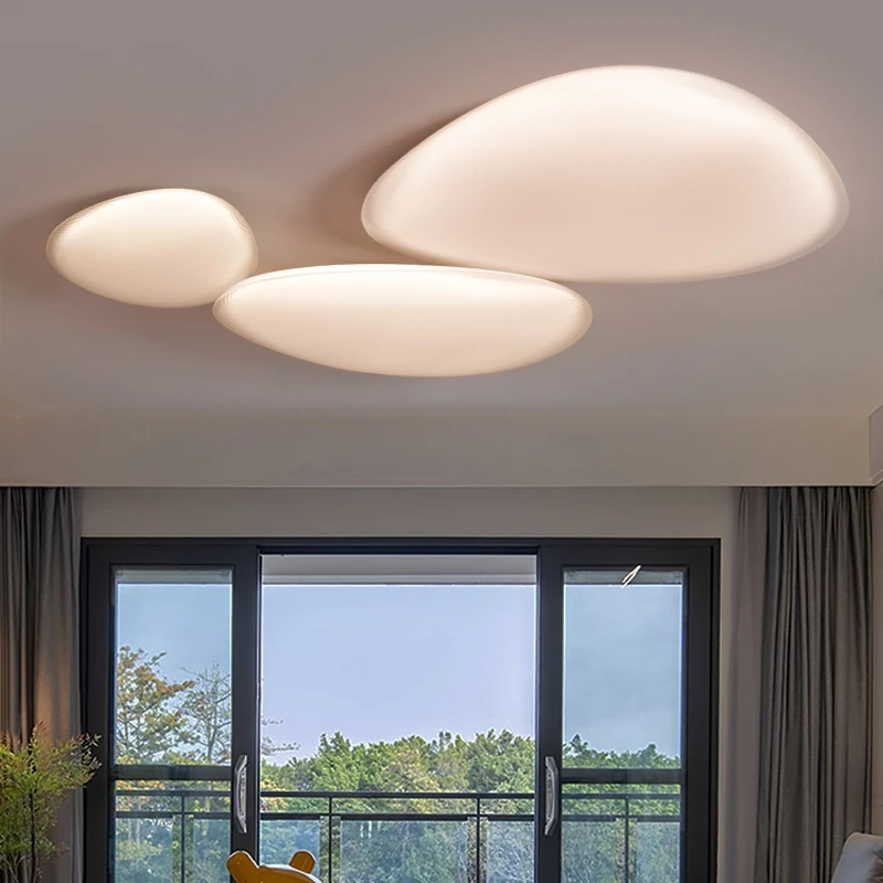 

Nordic Bedroom Living Room Ceiling Lights Modern Simple Style Pebbles New Full Spectrum Suspended Eye Protection Smart Lamp